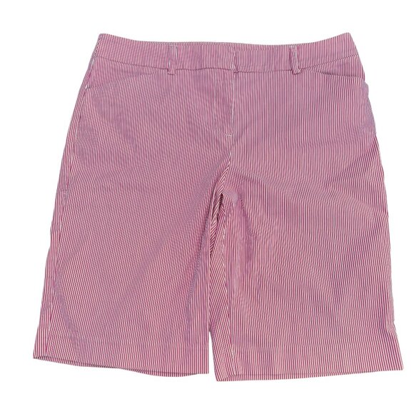 JONES NEW YORK SPORT Striped Bermuda Shorts Red and White Nautical Size 12 EUC - Picture 1 of 4